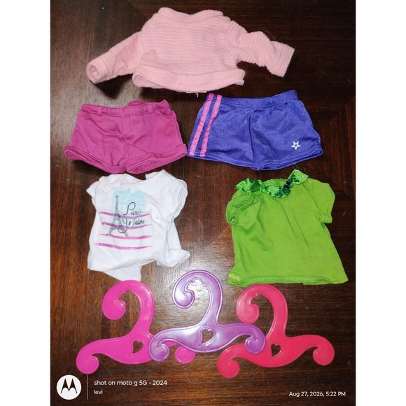 American Girl Other - American Girl Doll Clothes Lot 5pc 18 inch Doll Shorts Shirts Dress Pink Green